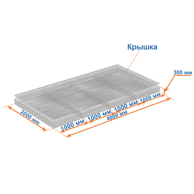 Габион матрац ГСИ-М 4х2х0,3 оцинкованный / ЦП, Ø проволоки 2,7/3,7 мм, размер ячейки 8х10 см фото