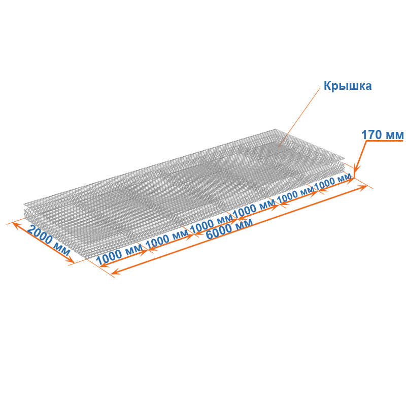 Габион матрац ГСИ-М 6х2х0,17 оцинкованный / ЦП, Ø проволоки 2,7/3,7 мм, размер ячейки 8х10 см фото